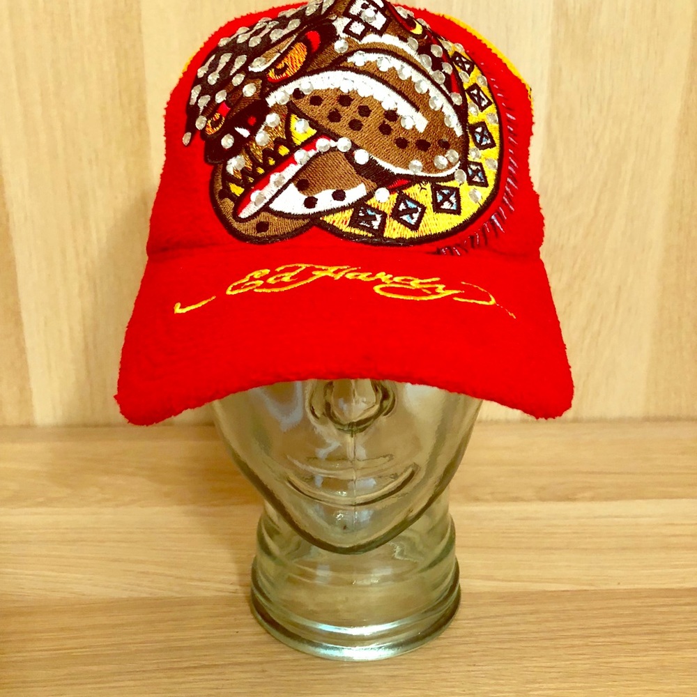 Ed Hardy, crystal, bulldog, trucker hat, Unisex.